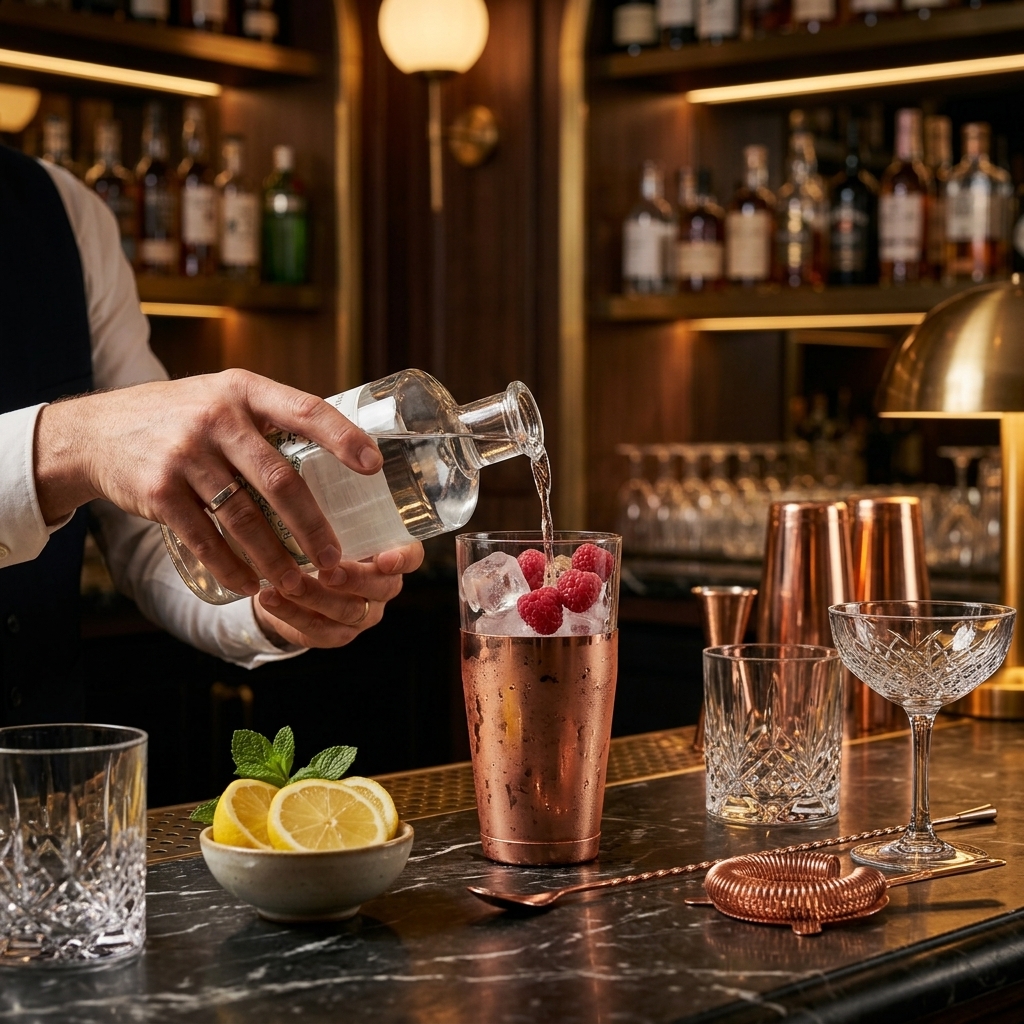 Cocktail preparation closeup