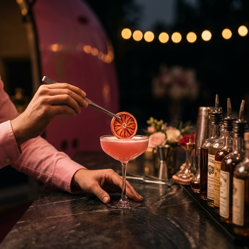 Atmospheric cocktail preparation scene
